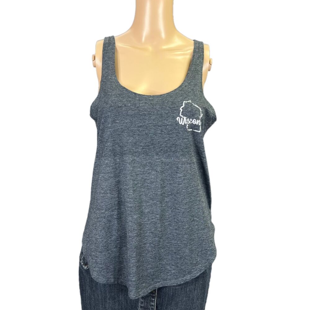 Next Level Womens Wisconsin Tank Top Shirt Sleeveless Scoop Neck Gray Medium